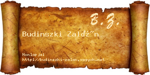 Budinszki Zalán névjegykártya